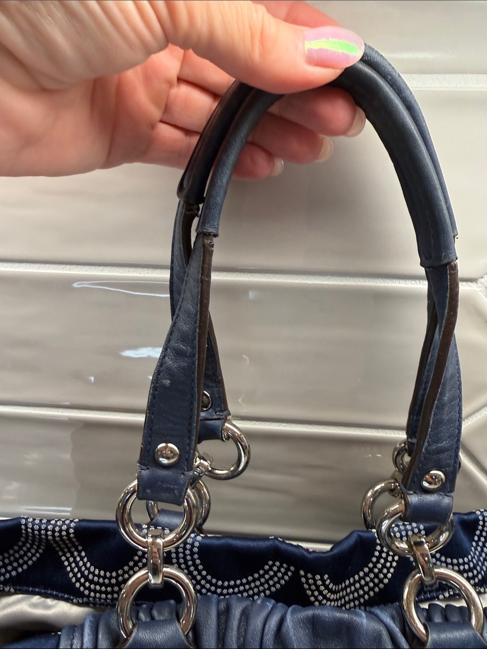 Coach Ashley Dotted Op Art Signature Satchel - Picture 7 of 14